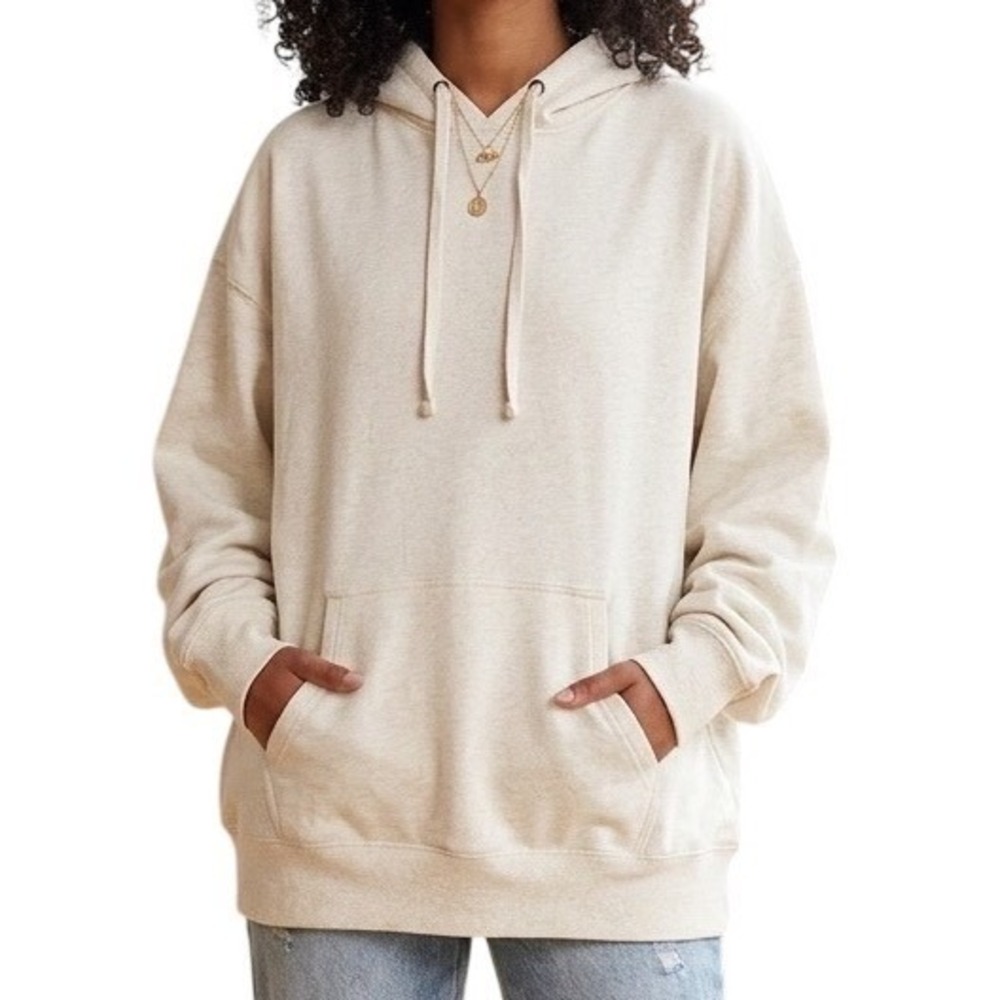 Flirtitude Active Womens Hoodie Oatmeal Heather Oversized‎ Pullover Medium